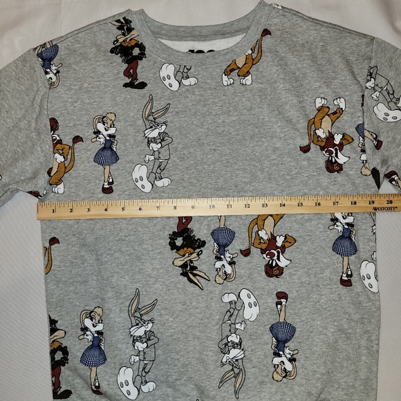 WB Sweatshirt Juniors Small Looney Tunes 100 Year Sweater Gray With Characters - Picture 5 of 8